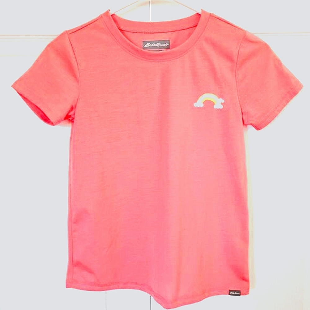 Eddie Bauer Girls Pink Tshirt Medium 10/12 Rainbow‎ Casual Playtime Colorful